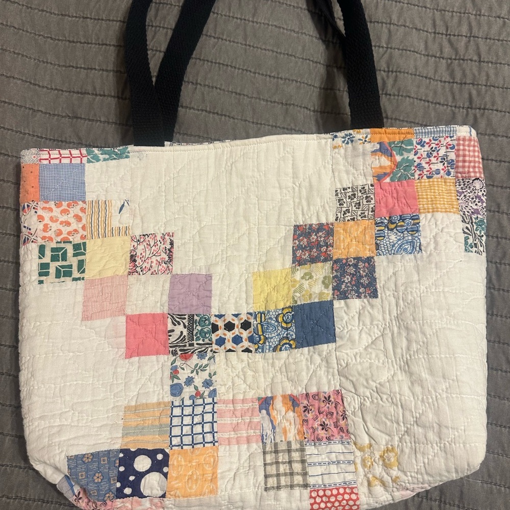 Vintage Quilted Tote Bag